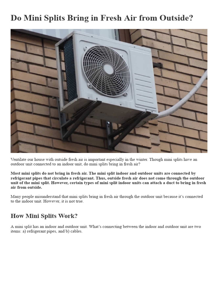 Do Mini Splits Bring in Fresh Air From Outside | PDF | Air Conditioning ...