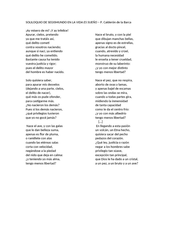 Soliloquio de Segismundo en 