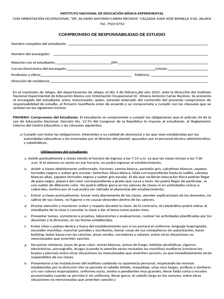 Compromiso de estudios 2025 (1) | PDF