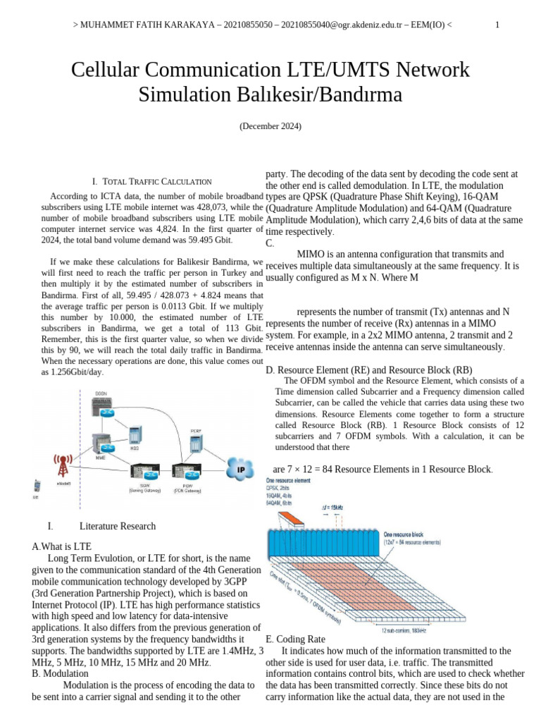 LTE Network Traffic Analysis in Bandırma | PDF