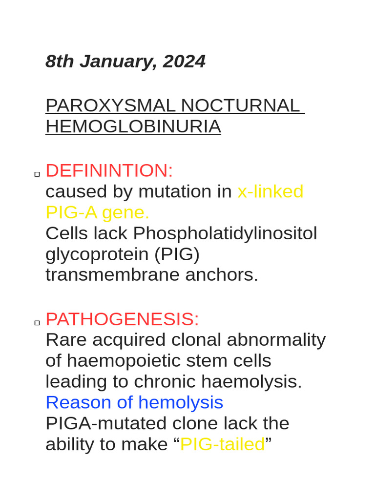 8Jan》ParoxysmalNocturnalHemoglobinuria》Patho | PDF