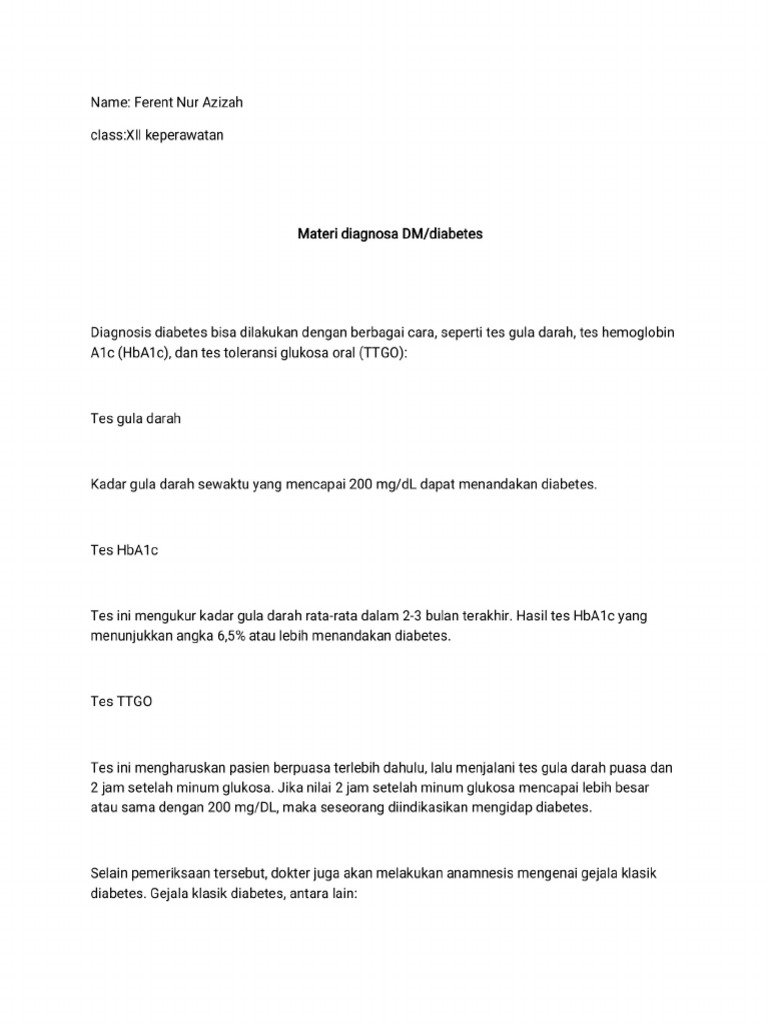 Materi Diagnosa DM Diabetes 2 | PDF