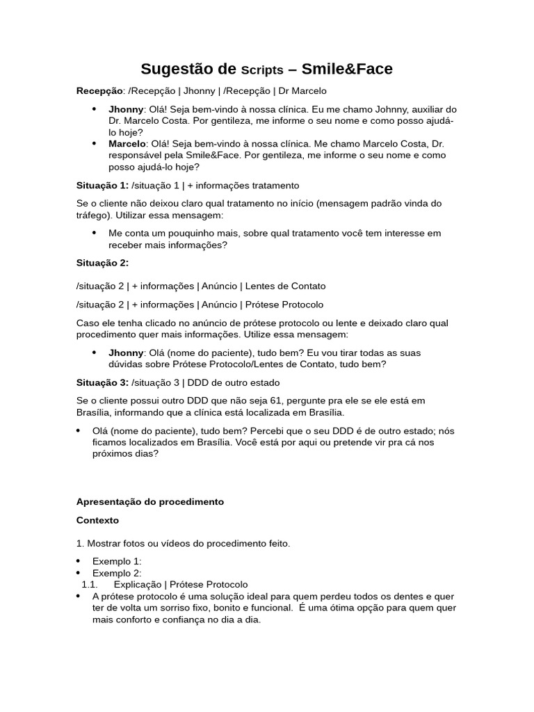 Scripts de Atendimento para Clínica Dental | PDF | Publicidade