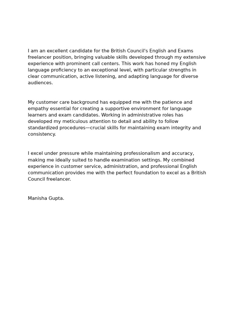 supporting statement- manisha | PDF