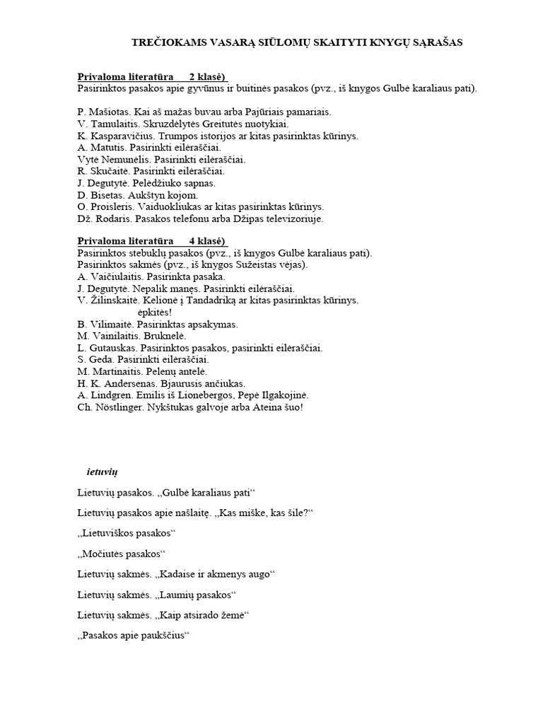 Trečia Klasė | PDF