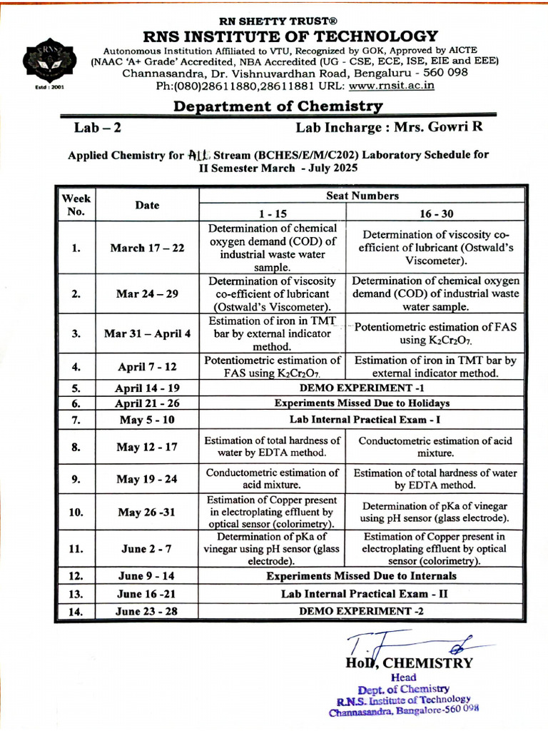 Lab 2 Schedule | PDF