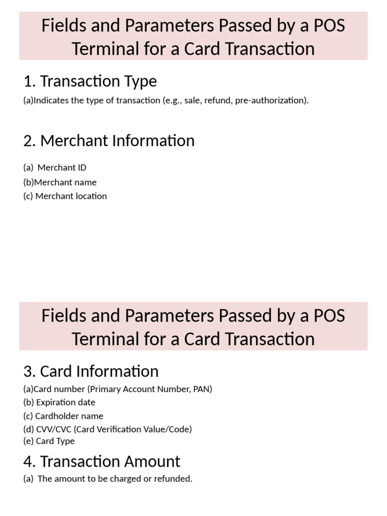 POS Card Transaction Parameters Explained | PDF | Banking Technology ...