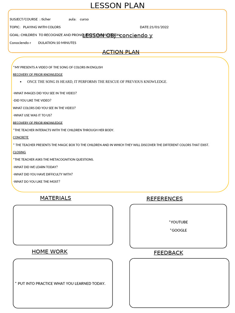 Lesson Plan 1 | PDF