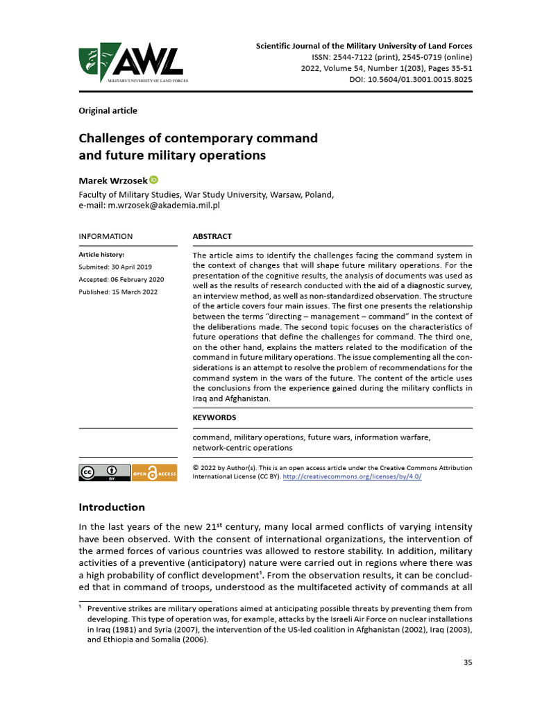 Future Military Command Challenges | PDF | Information | Military