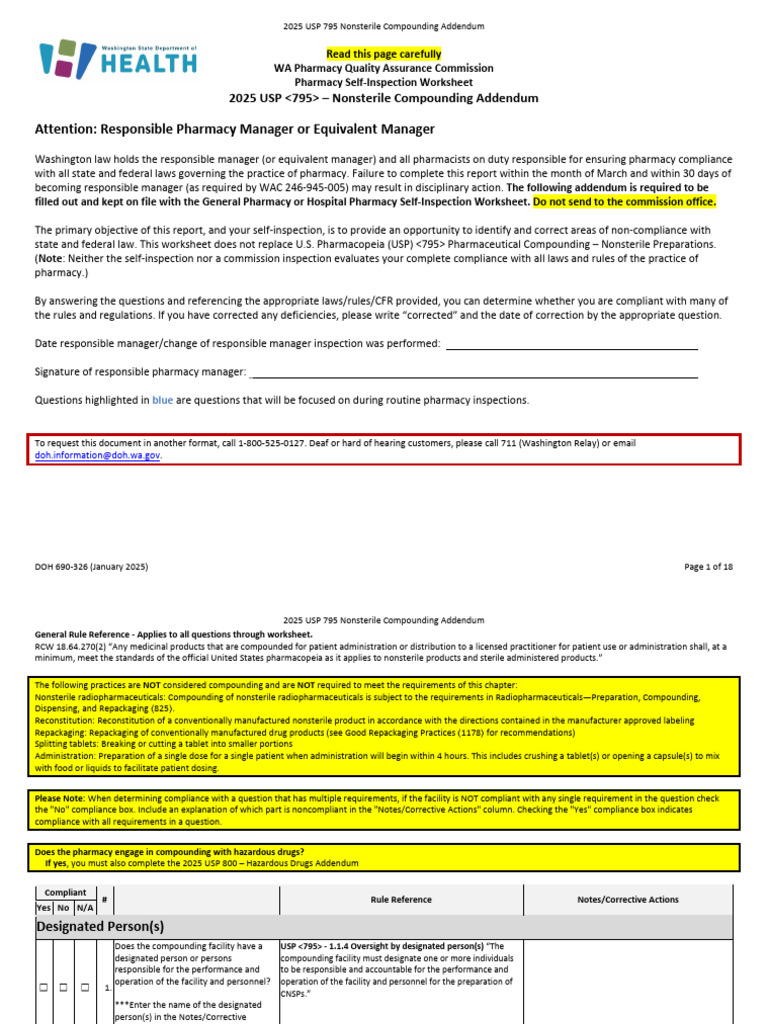 2025 USP 795 Nonsterile Compounding Guide | PDF | Pharmacy ...