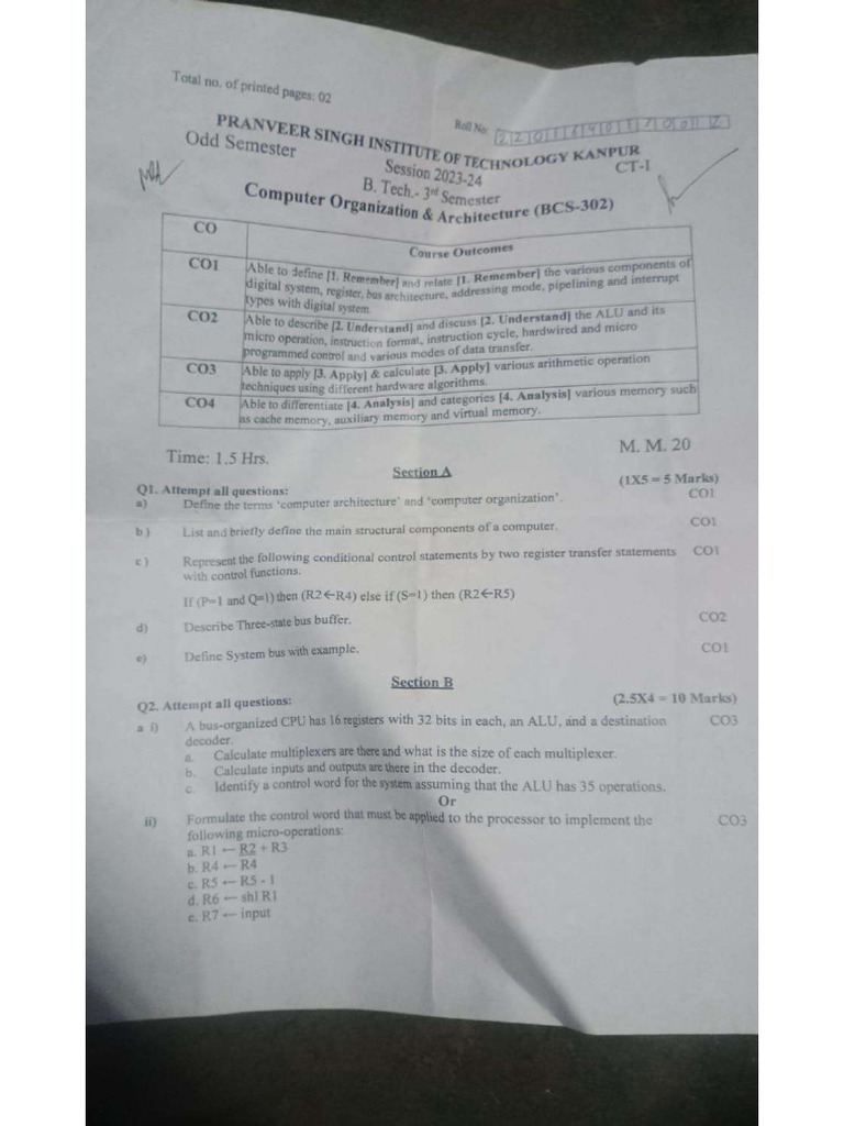 Test Paper CT 1 | PDF