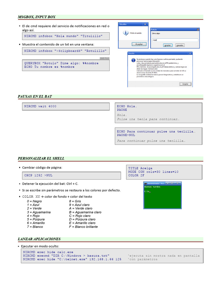 Comandos CMD y NIRCMD para Scripts BAT | PDF