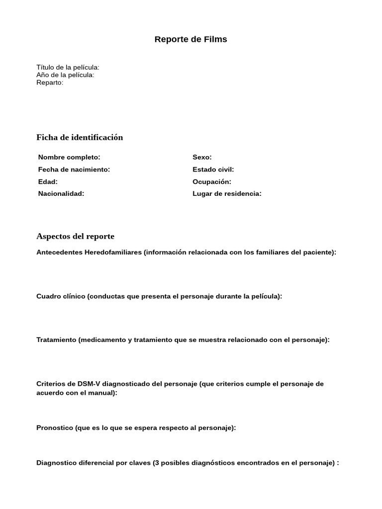 Formato Reporte de Films | PDF