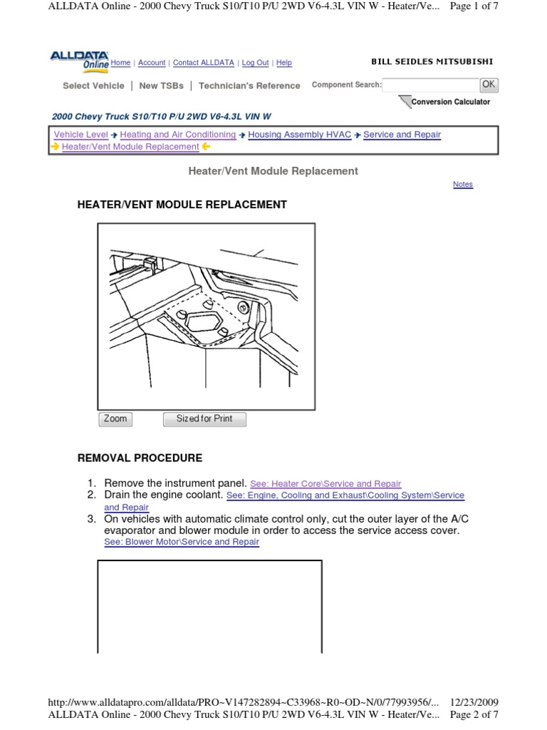 2000 Chevy Truck s10 t10 Heater Vent Module Replacement | PDF | Hvac | Screw