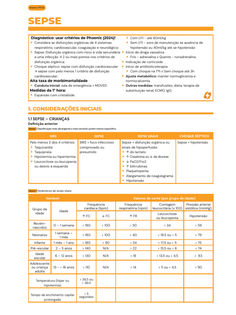 Diagnóstico e Tratamento da Sepse Pediátrica | PDF | Sepse | Choque ...