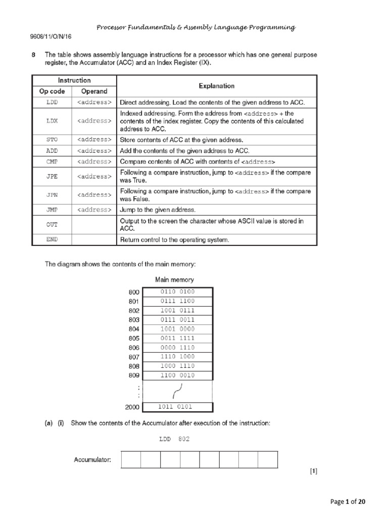 Assembly Language & The Processor P1 | PDF | Computer Architecture ...