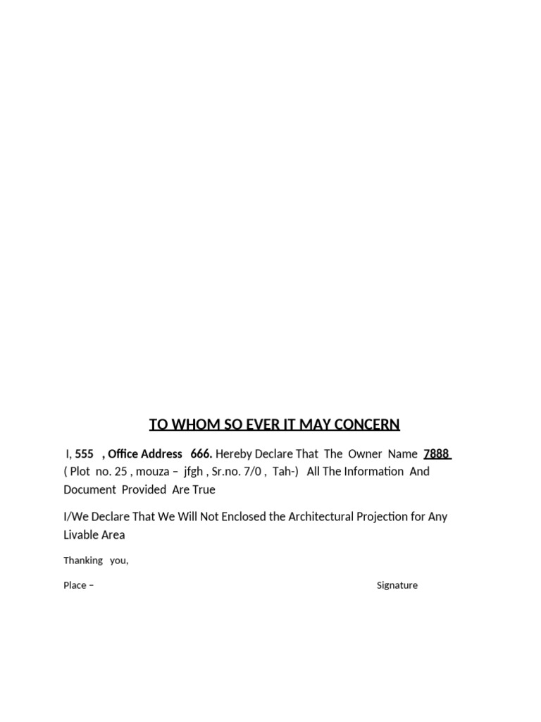 Ownership Declaration and No Objection Certificate | PDF