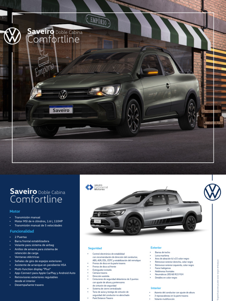 Saveiro Doble Cabina Comfortline 2025 | PDF | Coche | Tecnologías ...