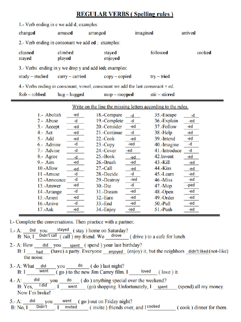Pronunciation Rules for Past Tense Verbs | PDF | Linguistics | Languages
