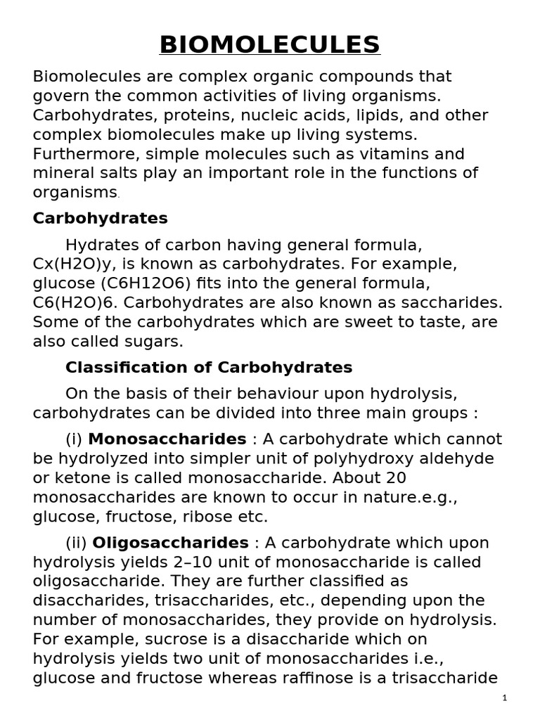 Understanding Biomolecules: Carbohydrates & Proteins | PDF ...