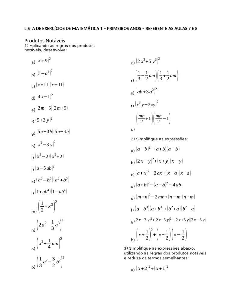 Produto Notavel e Fatorac3a7c3a3o Lista de Exercicios 2 | PDF ...