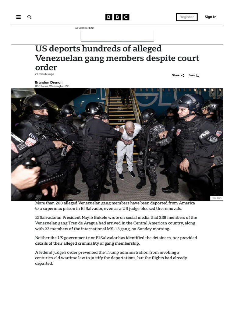 US Removes Hundreds of Venezuelans To El Salvador Despite Court Order ...