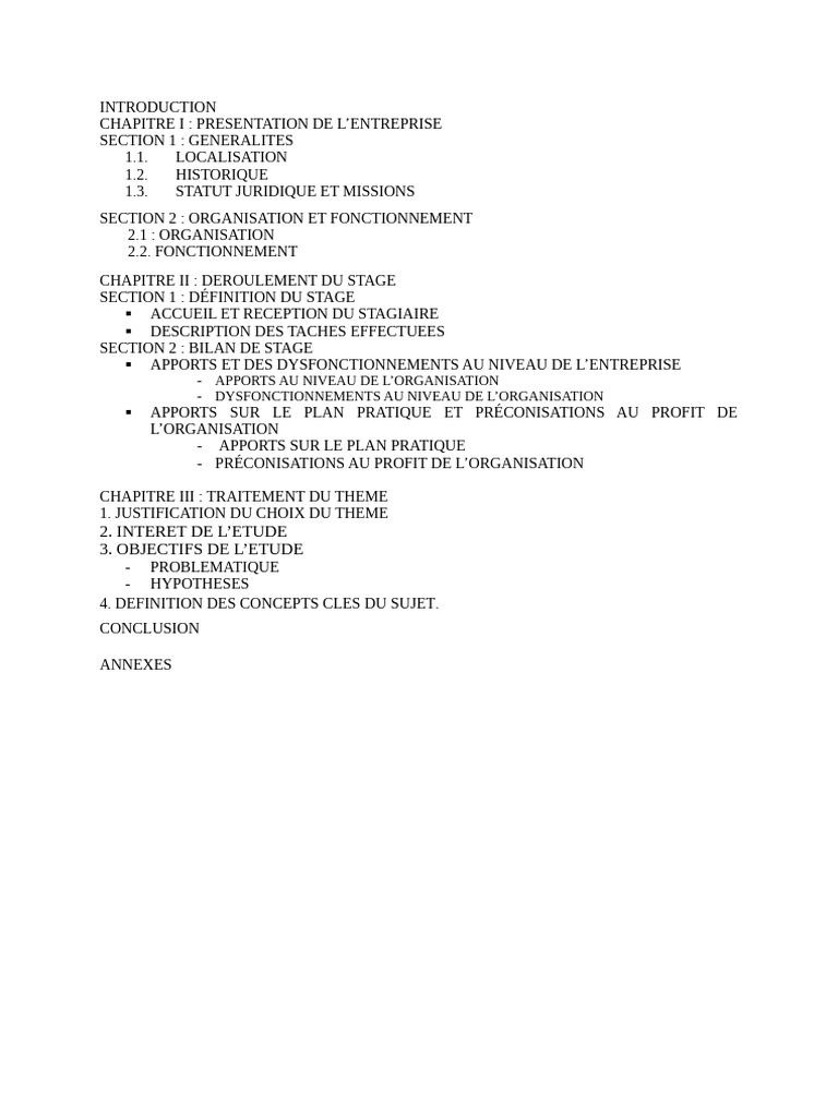Sommaire De Rapport De Stage Exemple Le Meilleur Exemple 793x637