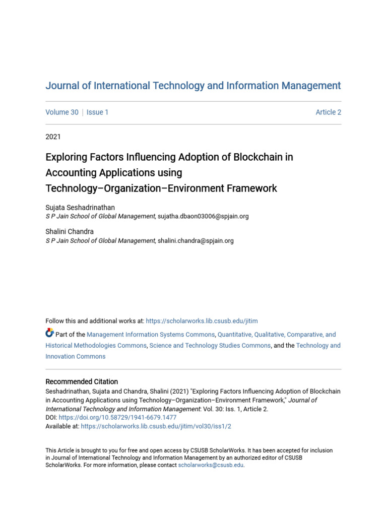 Blockchain Adoption in Accounting: TOE Factors | PDF