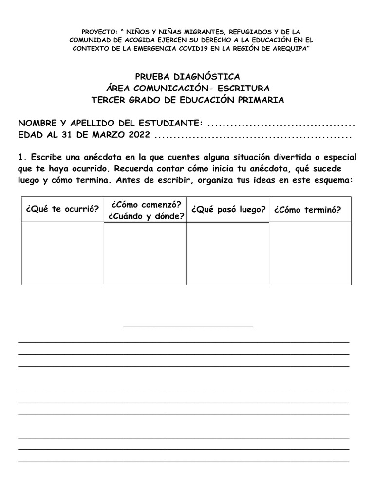 Anécdota Divertida para Tercer Grado | PDF