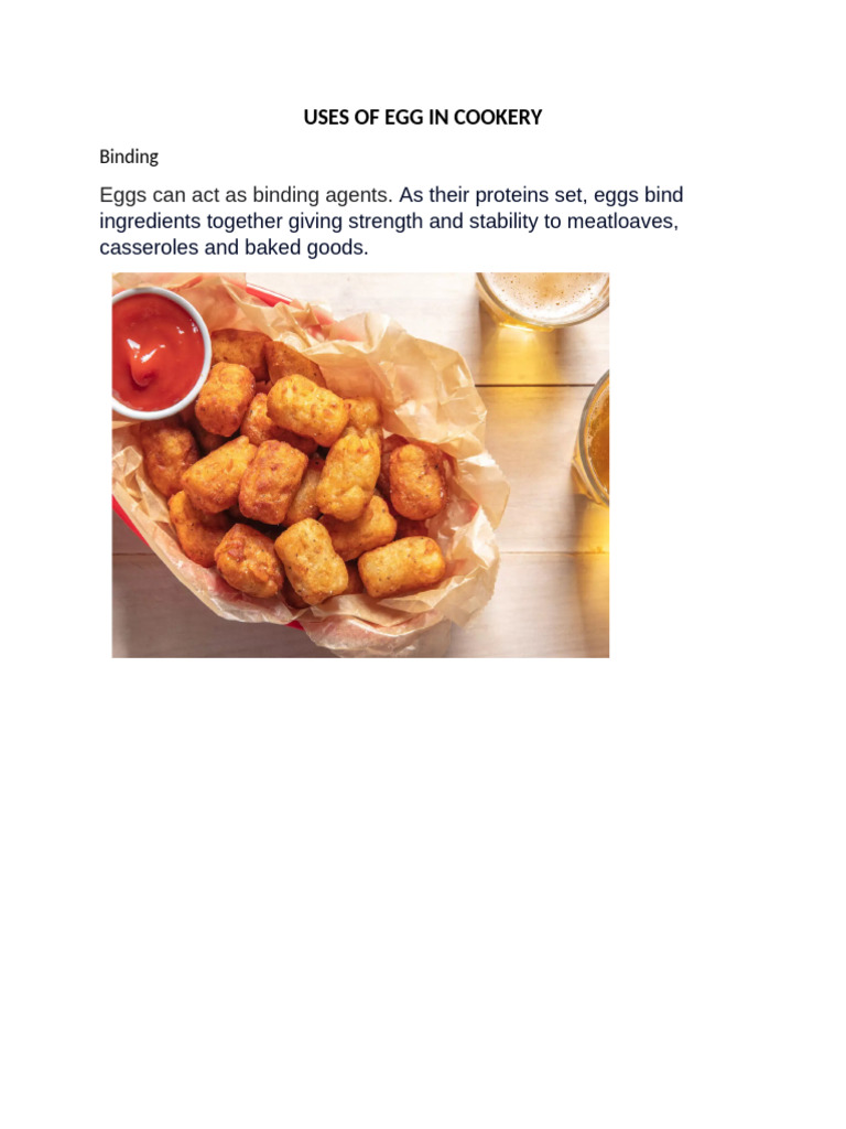 USES OF EGG IN COOKERY | PDF