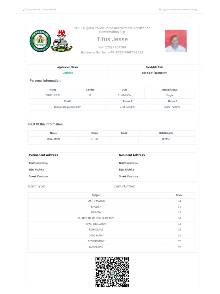 Nigeria Police Force Recruitment Portal | PDF