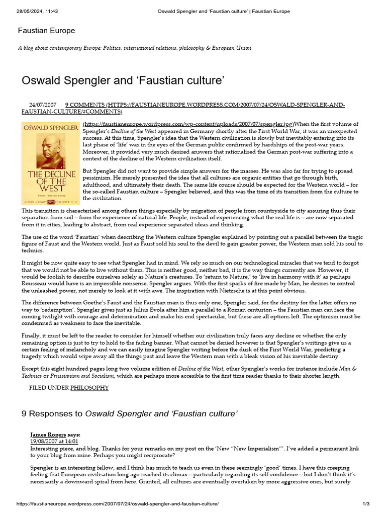 Spengler's Faustian Culture Explained | PDF