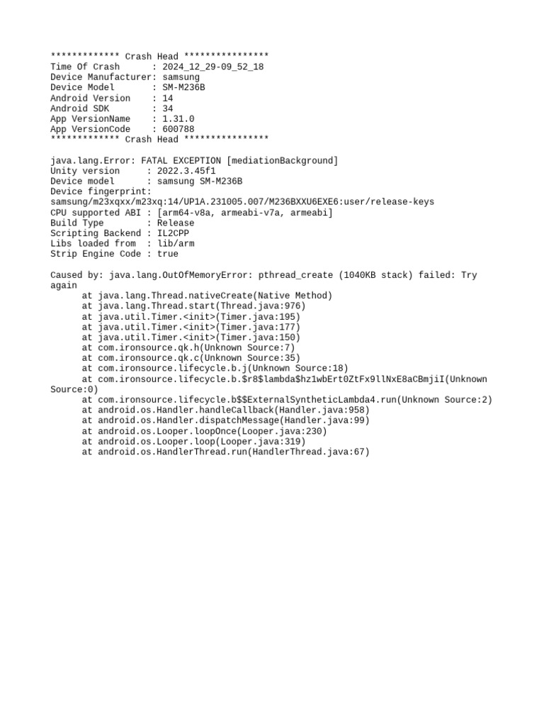 Samsung SM-M236B Crash Report Analysis | PDF