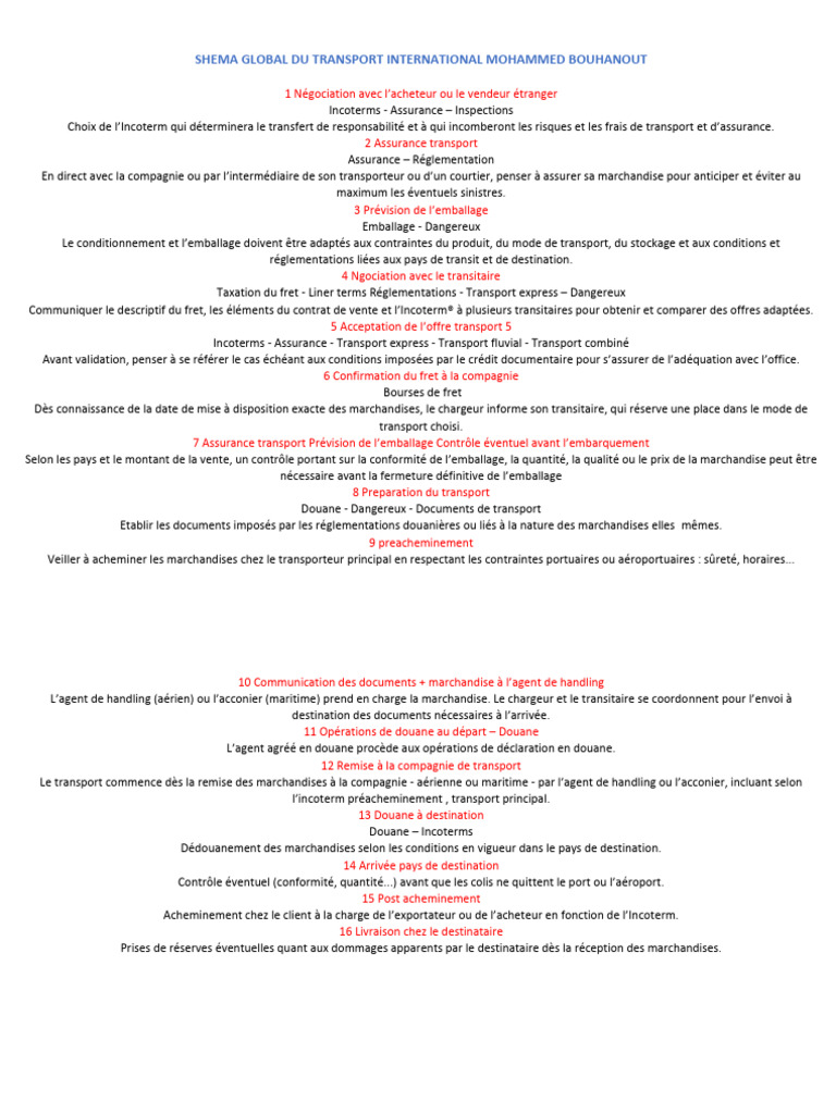 Schéma Logistique du Transport International | PDF | Transport | Assurance