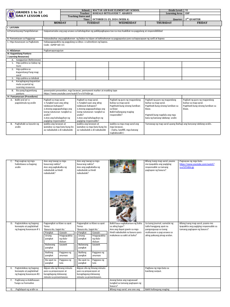 DLL - Esp 6 - Q2 - W4 | PDF