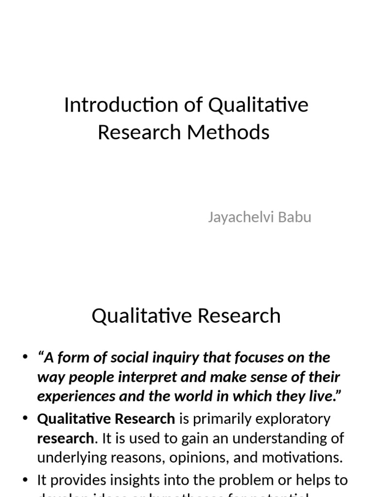 Understanding Qualitative Research Methods | PDF | Qualitative Research ...