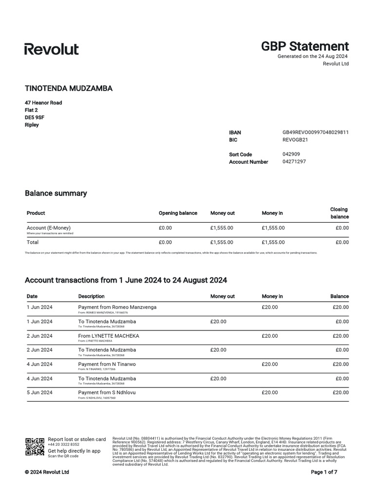 Revolut GBP Statement Summary | PDF | Private Sector | Business
