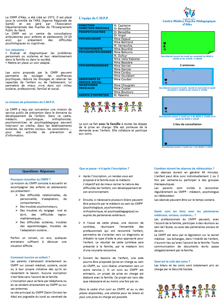 CMPP Alès : Soins pour Enfants et Adolescents | PDF | Psychologie ...