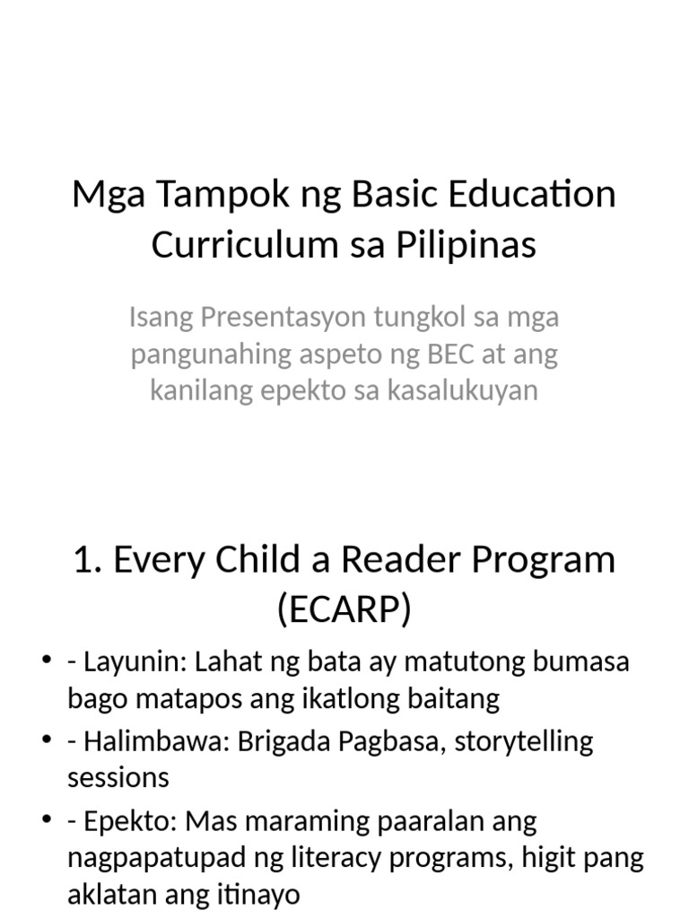 Basic Education Curriculum Pilipinas | PDF