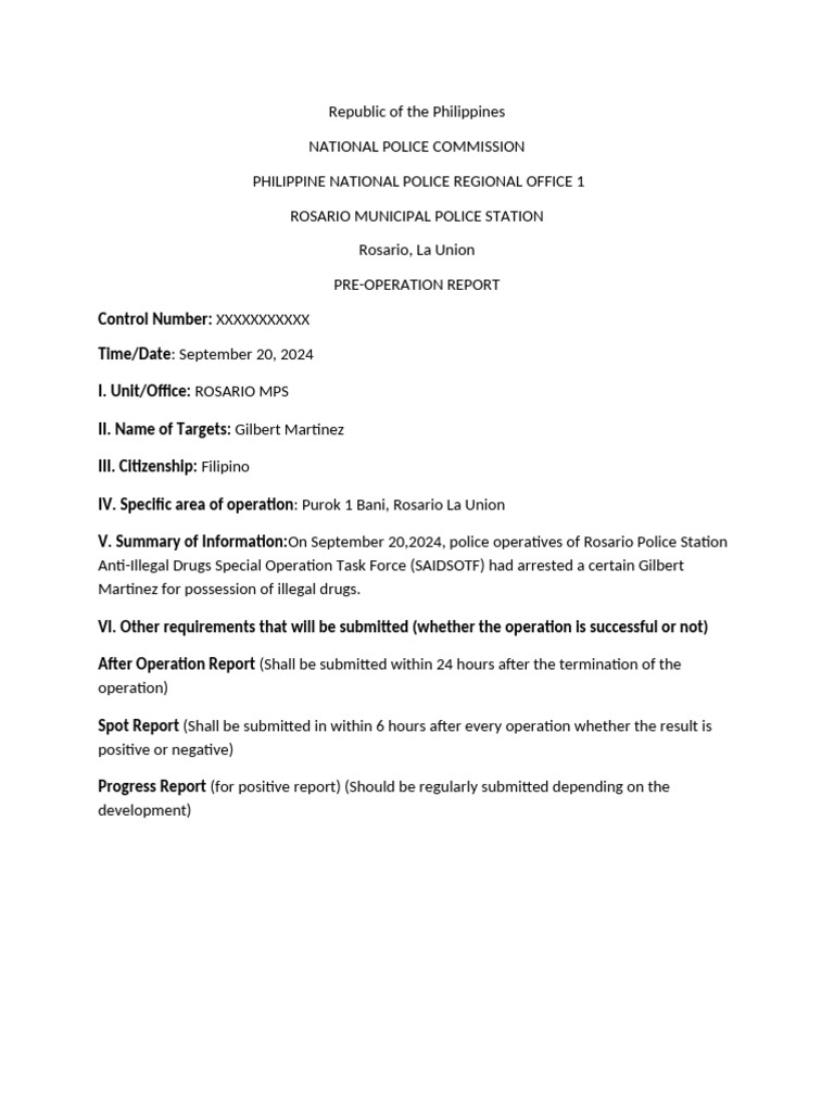 Rosario Police Drug Arrest Report | PDF