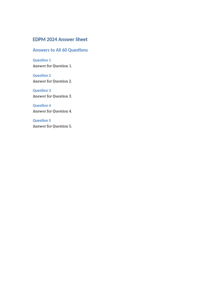EDPM 2024 Complete Answer Key | PDF