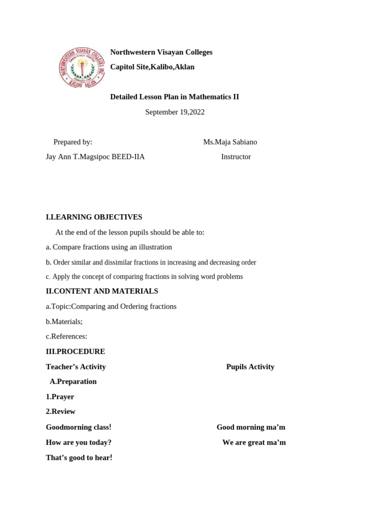 Detailed Lesson Plan in Mathematics | PDF