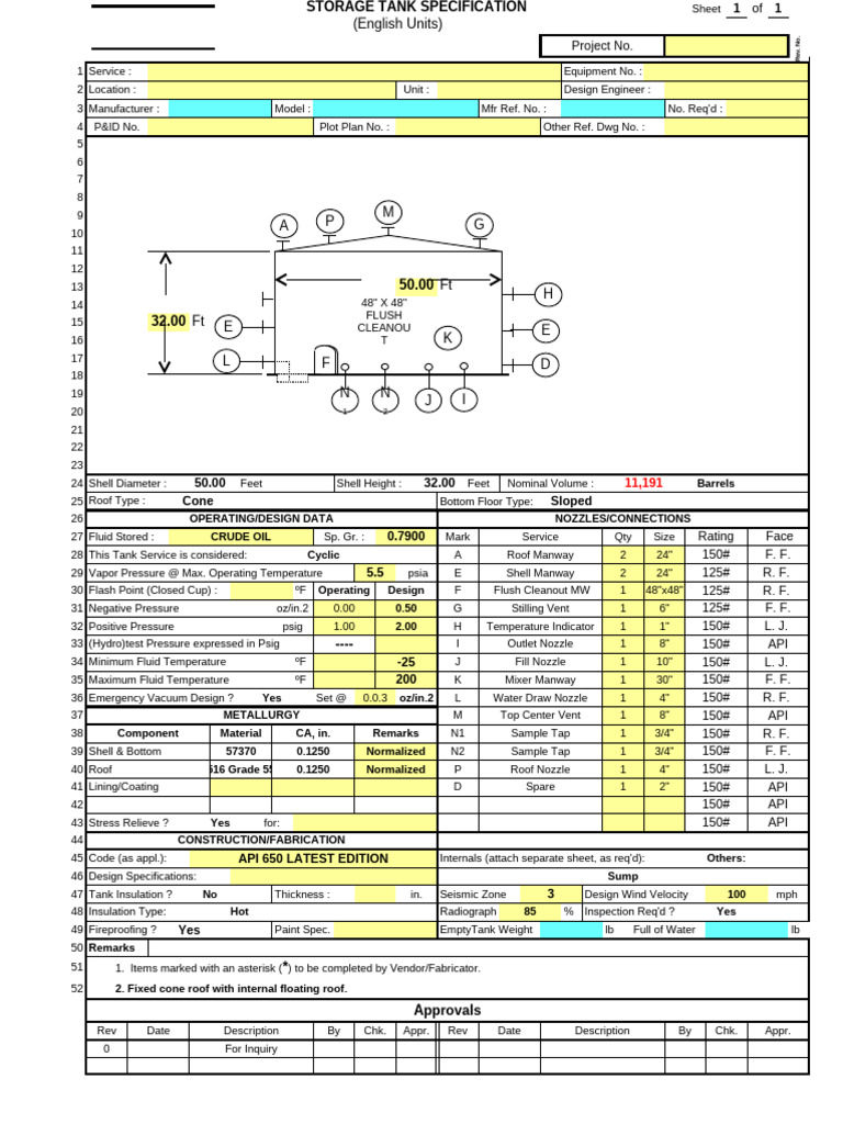 API 650 Storage Tank Specifications | PDF | Stress (Mechanics) | Nozzle