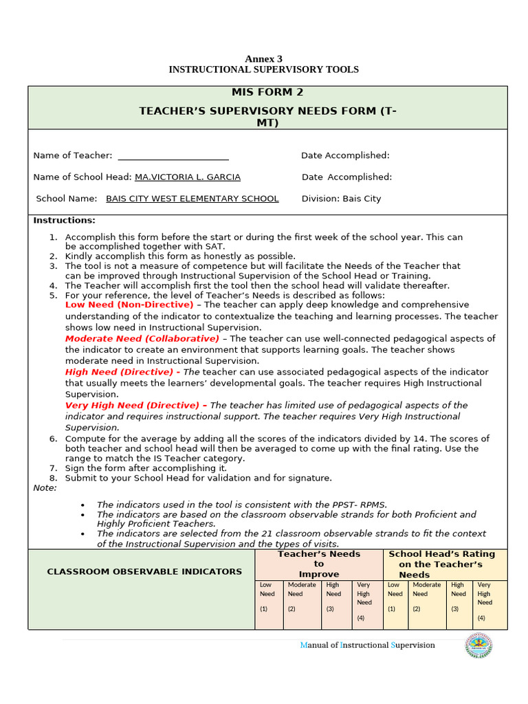 Mis Form 2 | PDF | Teachers | Learning
