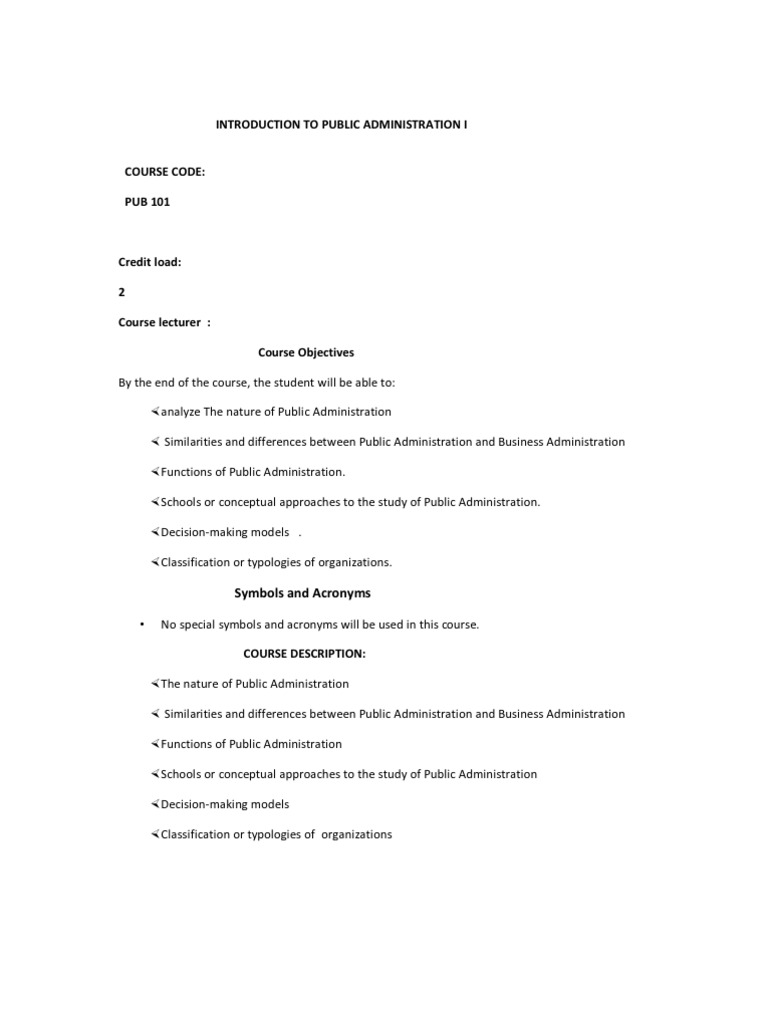 Intro to Public Administration Overview | PDF | Public Administration ...