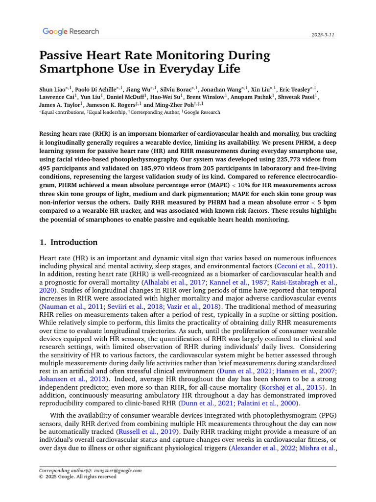Passive Heart Rate Monitoring During Smartphone Use in Everyday Life | PDF