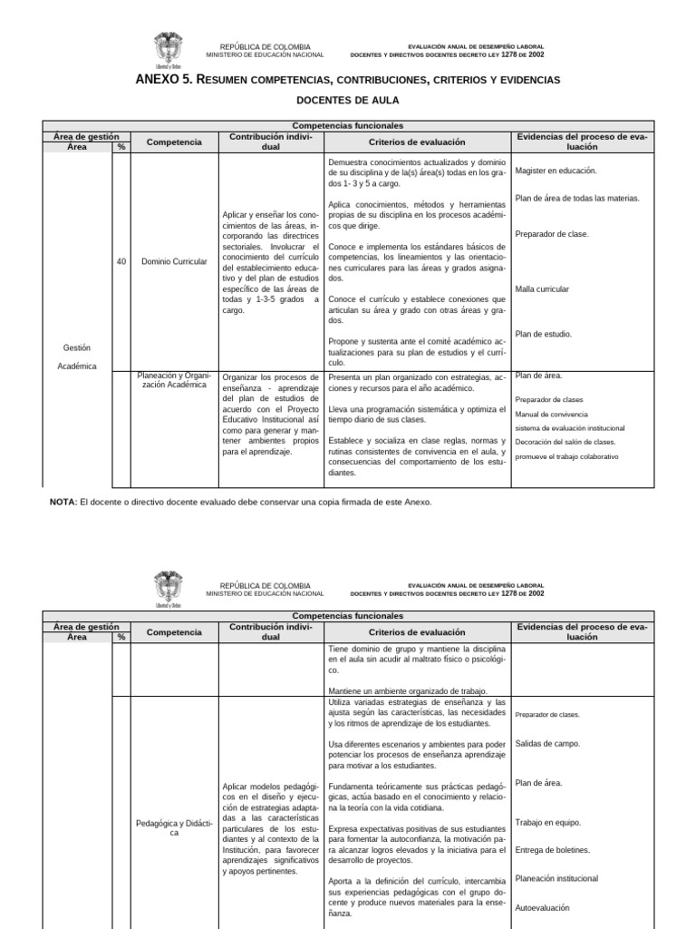 ANEXO 5 DOCENTE DE AULA 2024 Nazareth | PDF | Evaluación | Plan de estudios