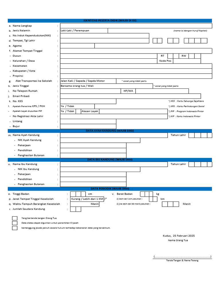 Formulir Peserta Didik Pdf