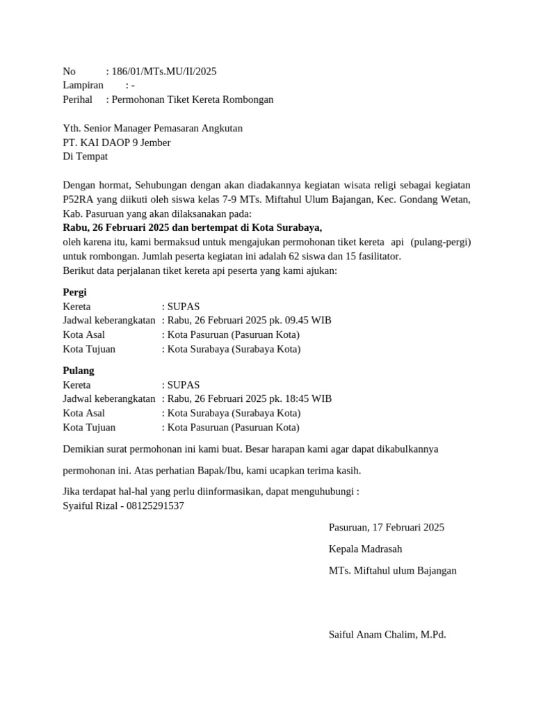 surat permohonan kereta api | PDF