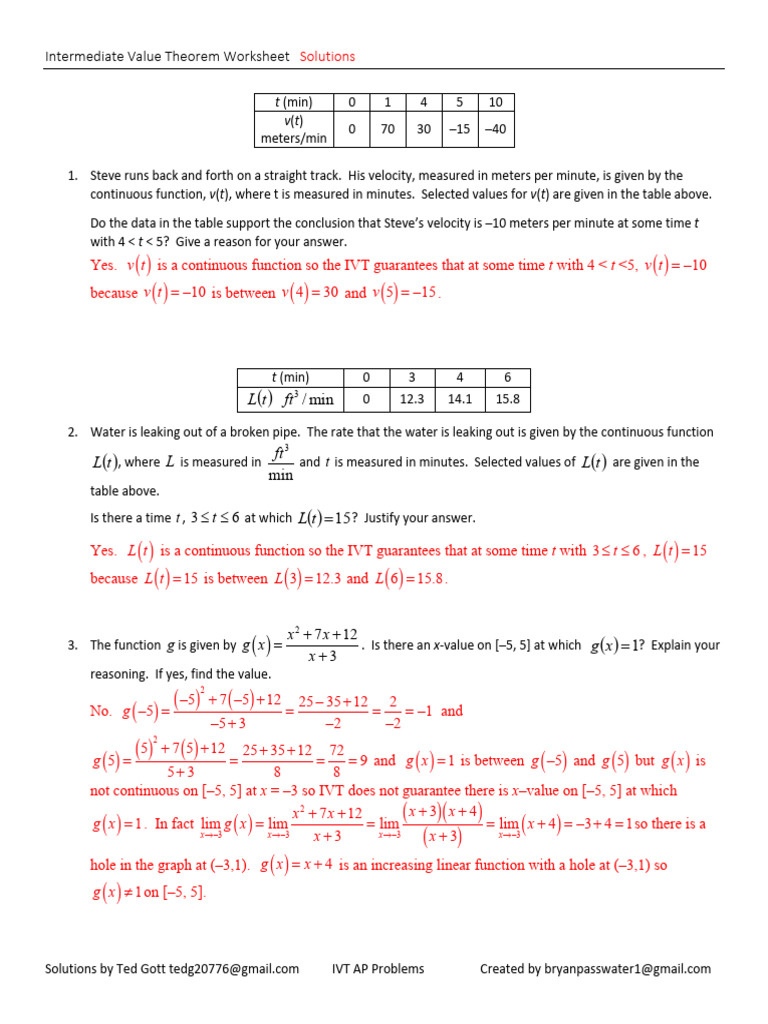 IVT AP Problems Solutions Guide | PDF | Mathematical Analysis ...